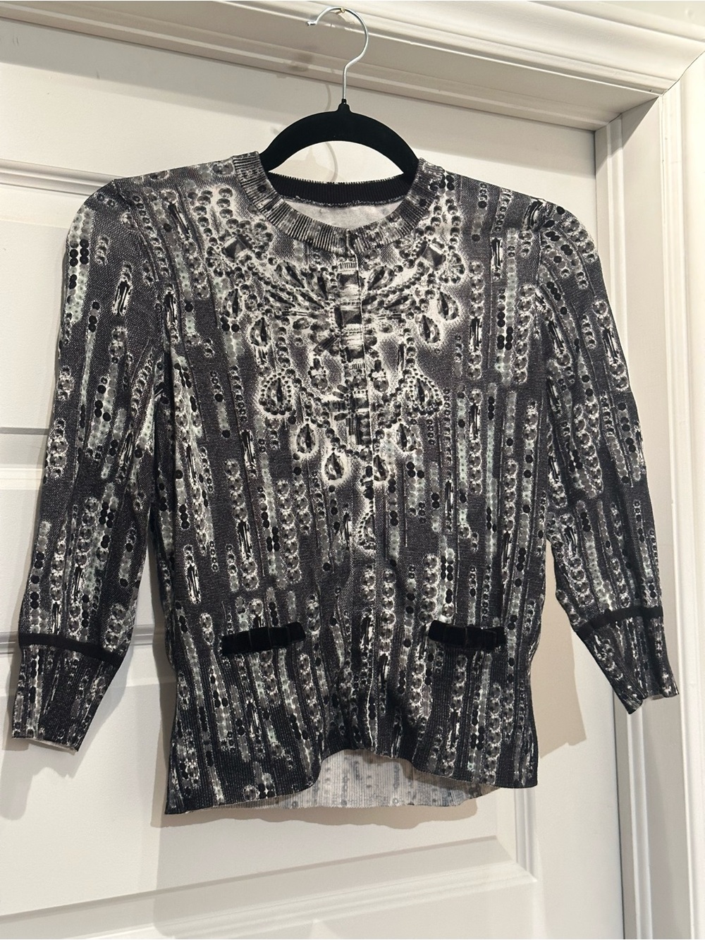 Karen Millen Black and White Patterned Knit Cardigan